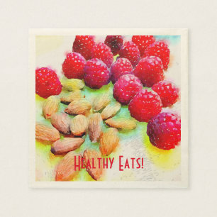 Serviettes Jetables Aquarelle de framboises et d'amandes