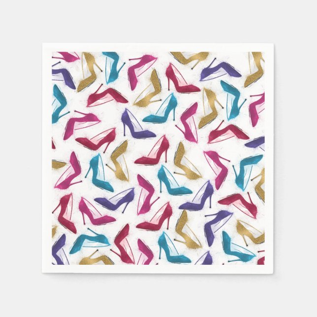 Serviettes Jetables Aquarelle de talons haute or moderne (Devant)