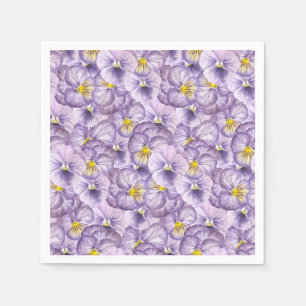 Serviettes Jetables Aquarelle motif floral avec panneaux violets