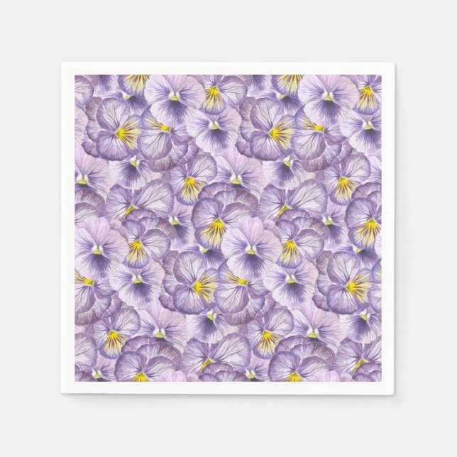 Serviettes Jetables Aquarelle motif floral avec panneaux violets (Devant)