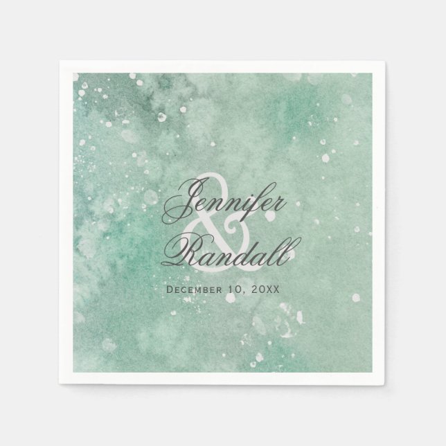 Serviettes Jetables Aquarelle neige Moderne Mariage hivernal (Devant)