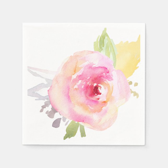 Serviettes Jetables Aquarelle rose (Devant)