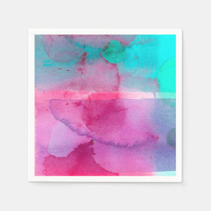 Serviettes Jetables Aquarelle rose Turquoise violet Ombre