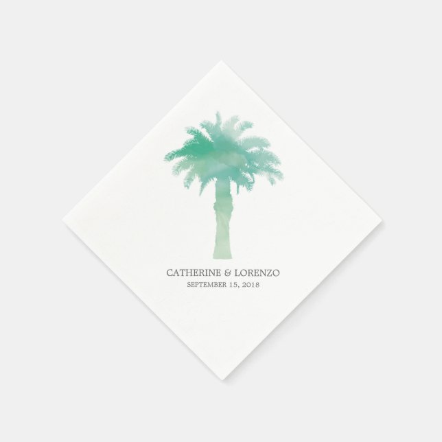 Serviettes Jetables Aquarelle Serene Palm Tree | MARIAGE (Coin)