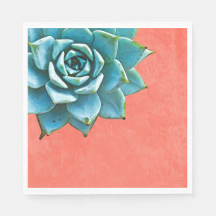 Serviettes Jetables Aquarelle Succulente Dentelle orange