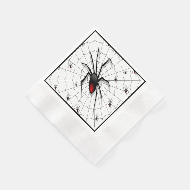 Serviettes Jetables Araignée et bébés veuves noirs - (Coin)