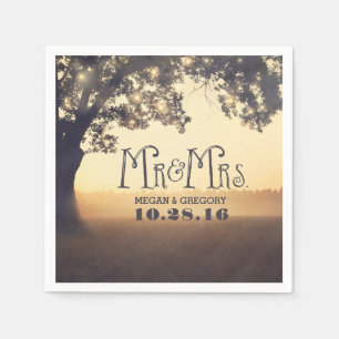 Serviettes Jetables Arborescence des chaînes d'arbre rustique