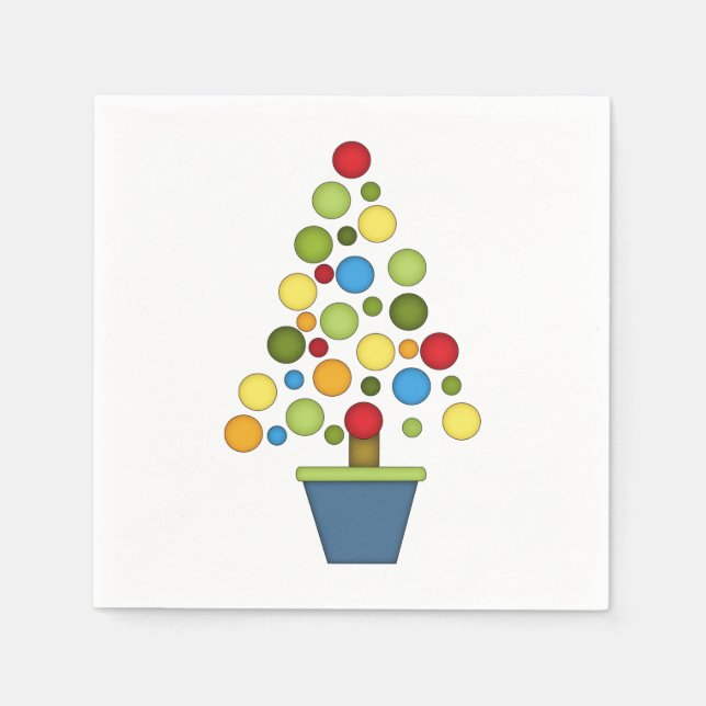 Serviettes Jetables Arbre de Noël mignon/multicolore (Devant)