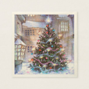 Serviettes Jetables Arbre de Noël Vintage