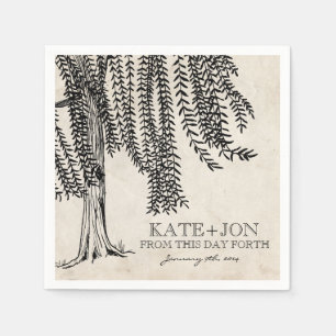Serviettes Jetables Arbre Vintage à percussion noire