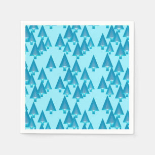 Serviettes Jetables Arbres de Noël métalliques modernes - bleu ciel