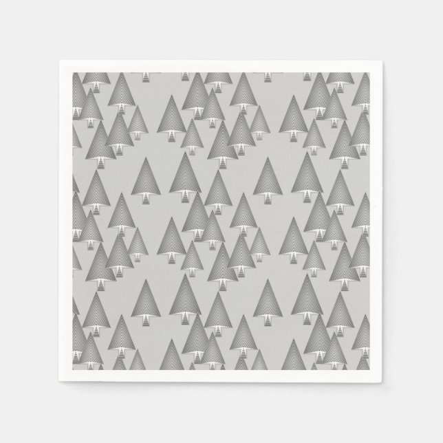 Serviettes Jetables Arbres de Noël métalliques modernes - gris argenté (Devant)