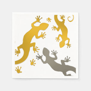 Serviettes Jetables Argent courant d'or de Gecko + votre arrière -