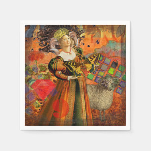 Serviettes Jetables Aries Orange Woman : Collage d'art antique gothiqu