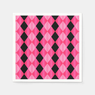 Serviettes Jetables Arlequin plié, NAPKINS DU PARTI Pink-Black-PAPER