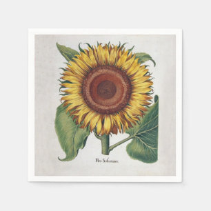 Serviettes Jetables Art de fleur de damas vintage tournesol