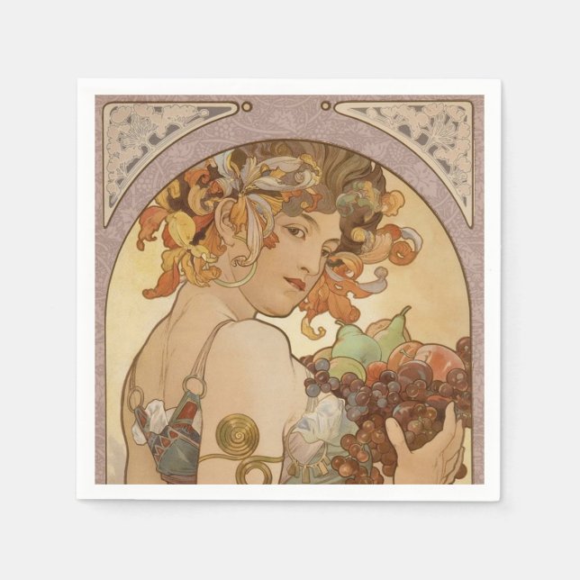 Serviettes Jetables Art Nouveau Femme Mucha Belle (Devant)