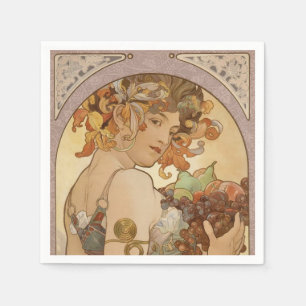 Serviettes Jetables Art Nouveau Mucha Woman Imprimer