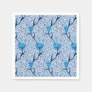 Serviettes Jetables Art Nouveau Tulip Damask, Cobalt Blue