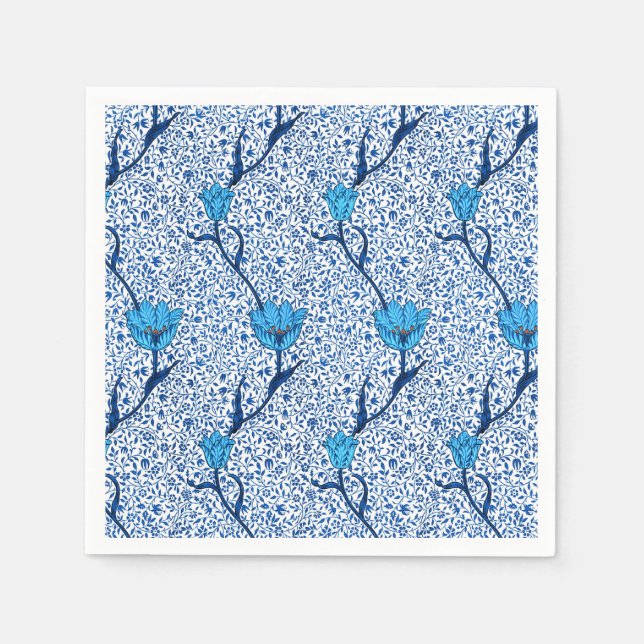 Serviettes Jetables Art Nouveau Tulip Damask, Cobalt Blue (Devant)