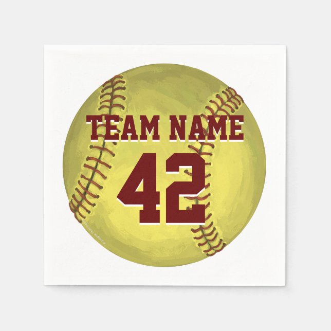 Serviettes Jetables Art personnel du softball (Devant)