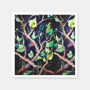 Serviettes Jetables Artwork d'aquarelle et de papillons