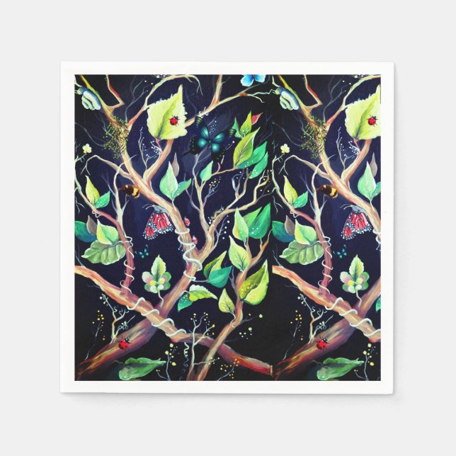 Serviettes Jetables Artwork d'aquarelle et de papillons (Devant)