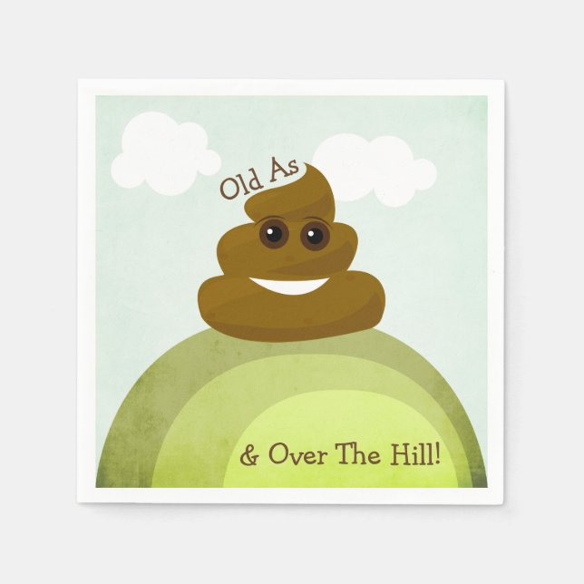 Serviettes Jetables Au-dessus de la colline Poop Emoji Anniversaire de (Devant)