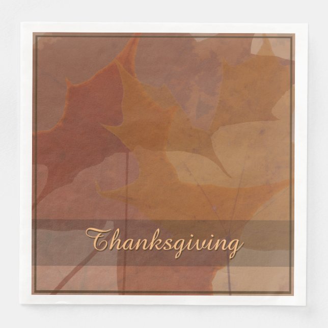 Serviettes Jetables Automne Feuilles Thanksgiving Couleur Texte Person (Devant)