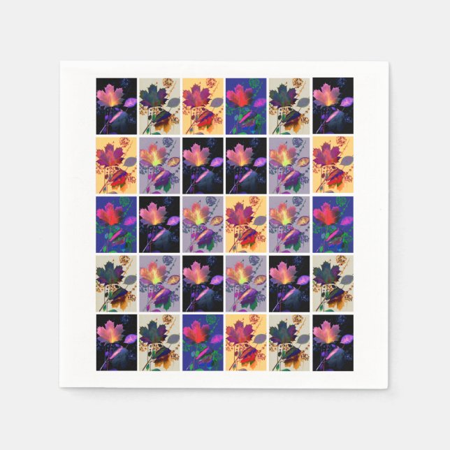 Serviettes Jetables Autumn Leaves Rustic Patchwork (Devant)