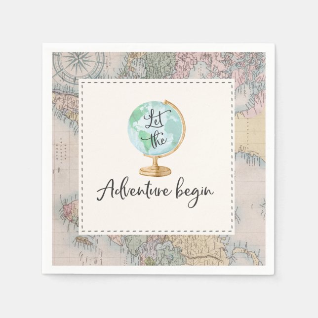 Serviettes Jetables Aventure commence Baby shower Party Napkin (Devant)