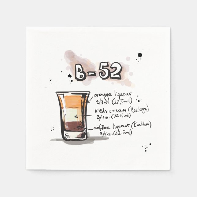 Serviettes Jetables B-52 Boire Recette Cocktail Napkin (Devant)