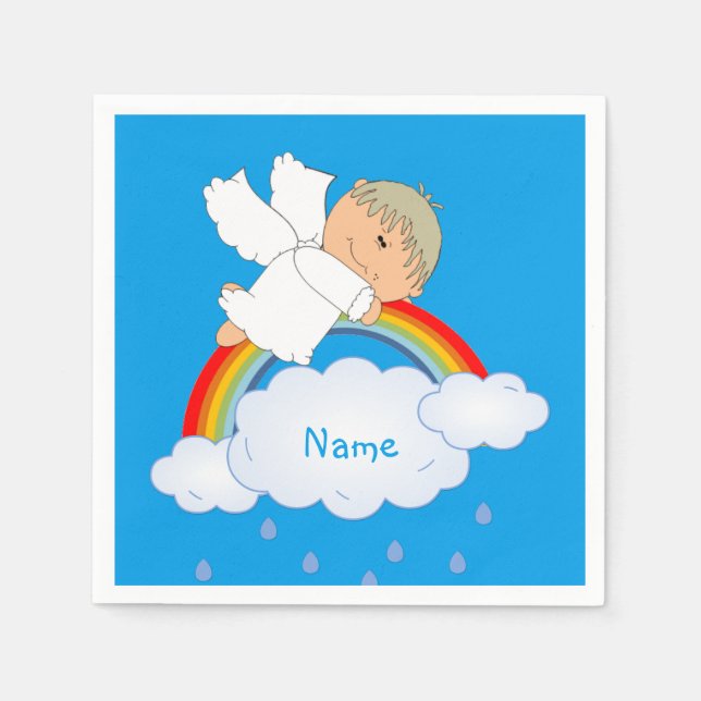 Serviettes Jetables Baby Boy Douche Anniversaire Soirée mignonne Angel (Devant)