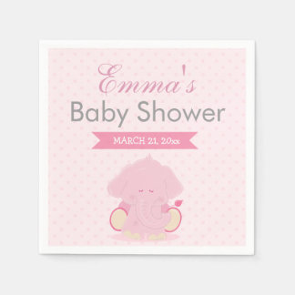 Serviettes Jetables Baby Safari rose Sleepy Elephant
