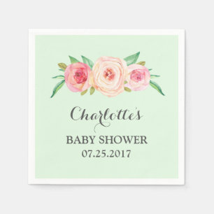 Serviettes Jetables Baby shower à la menthe rose pâle
