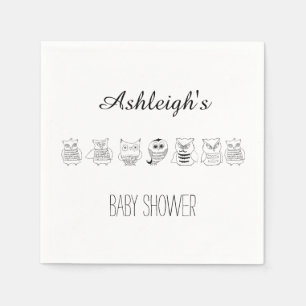Serviettes Jetables Baby shower aux chouettes de nuit