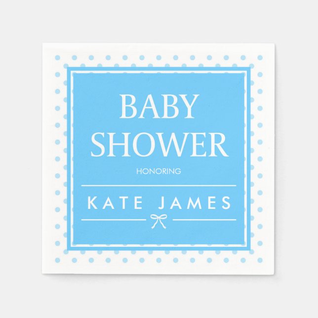Serviettes Jetables Baby shower bleu pois et carbone (Devant)
