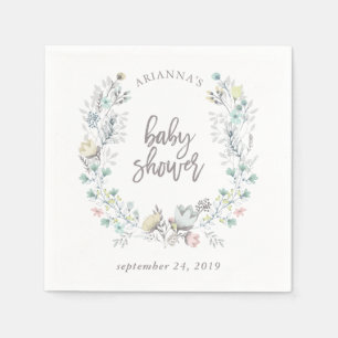 Serviettes Jetables Baby shower botanique floral de la guirlande  