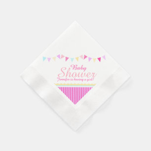 Serviettes Jetables Baby shower Bund nom rose fille serviette