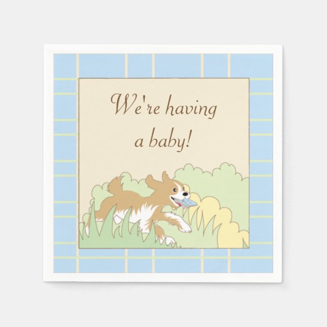 Serviettes Jetables Baby shower Cocktail serviettes/Blue Construire un (Devant)