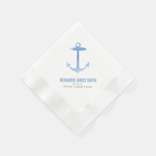 Serviettes Jetables Baby shower d'Ancre d'aquarelle marine Sip et voir