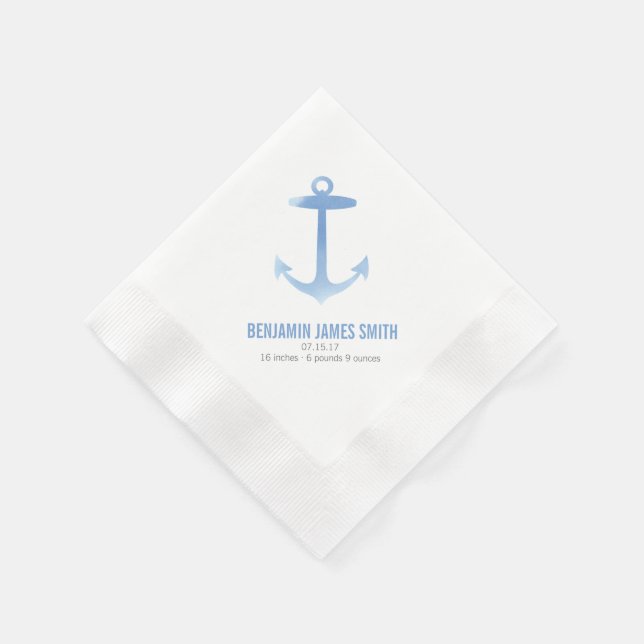 Serviettes Jetables Baby shower d'Ancre d'aquarelle marine Sip et voir (Coin)
