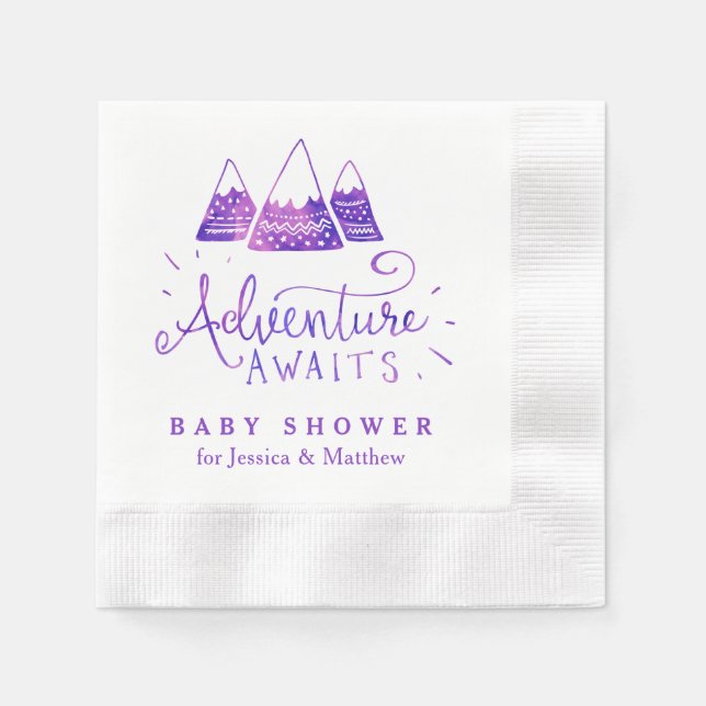 Serviettes Jetables Baby shower d'aventure pour filles de la tribu Boh (Devant)