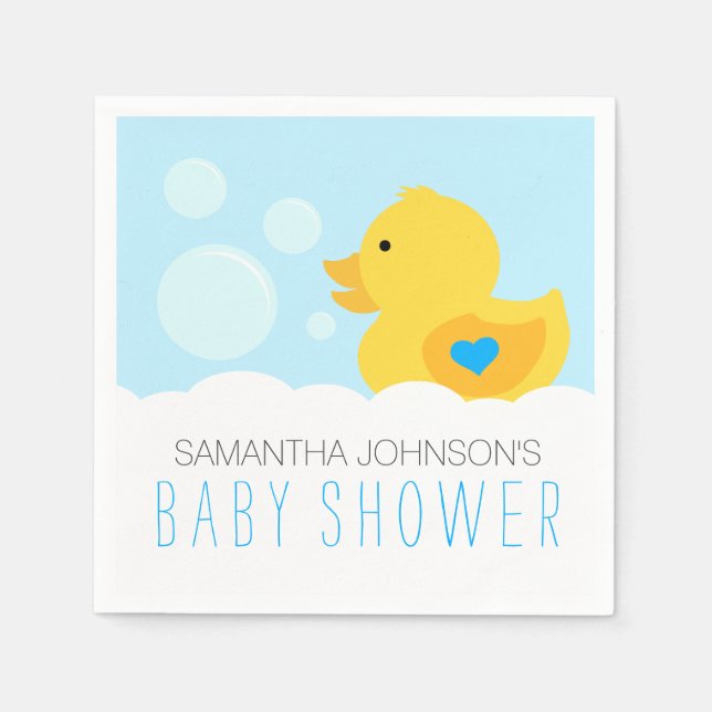 Serviettes Jetables Baby shower de bain en caoutchouc Ducky Bubble Boy (Devant)