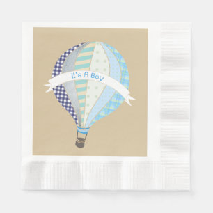 Serviettes Jetables Baby shower de bébé Blue Hot Air Balloon