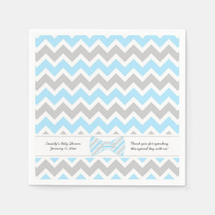 Serviettes Jetables Baby shower de cravate bleu gris AJOUTER VOTRE MOT