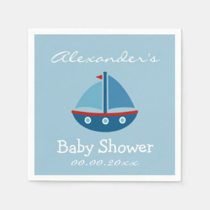 Serviettes Jetables Baby shower de voilier nautique personnalisé servi