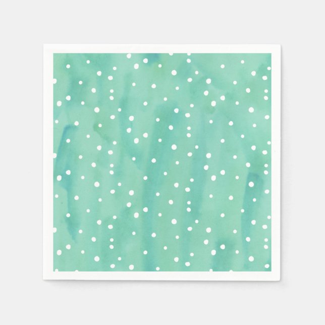 Serviettes Jetables Baby shower des points d'aquarelle de la menthe (Devant)