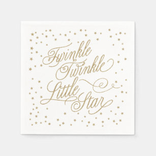 Serviettes Jetables Baby shower en or Twinkle Little Star