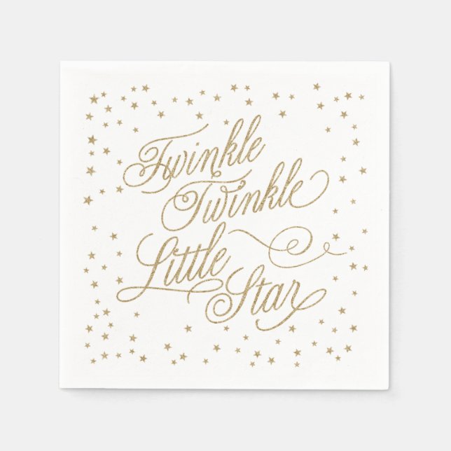 Serviettes Jetables Baby shower en or Twinkle Little Star (Devant)